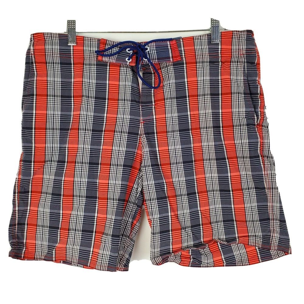 Zachary Prell Mens Swim Trunks Board Shorts Size 38 Gray Check‎ Plaid